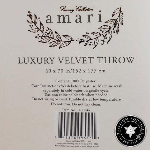 Amari Bedding Amari Luxury Collection Embossed Velvet Throw Nwt